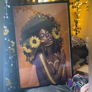 Afrocentric sunflower lady portrait